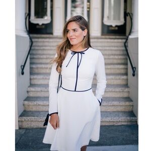 NEW Ted Baker Loozy Neck Tie Woven Skater Dress White